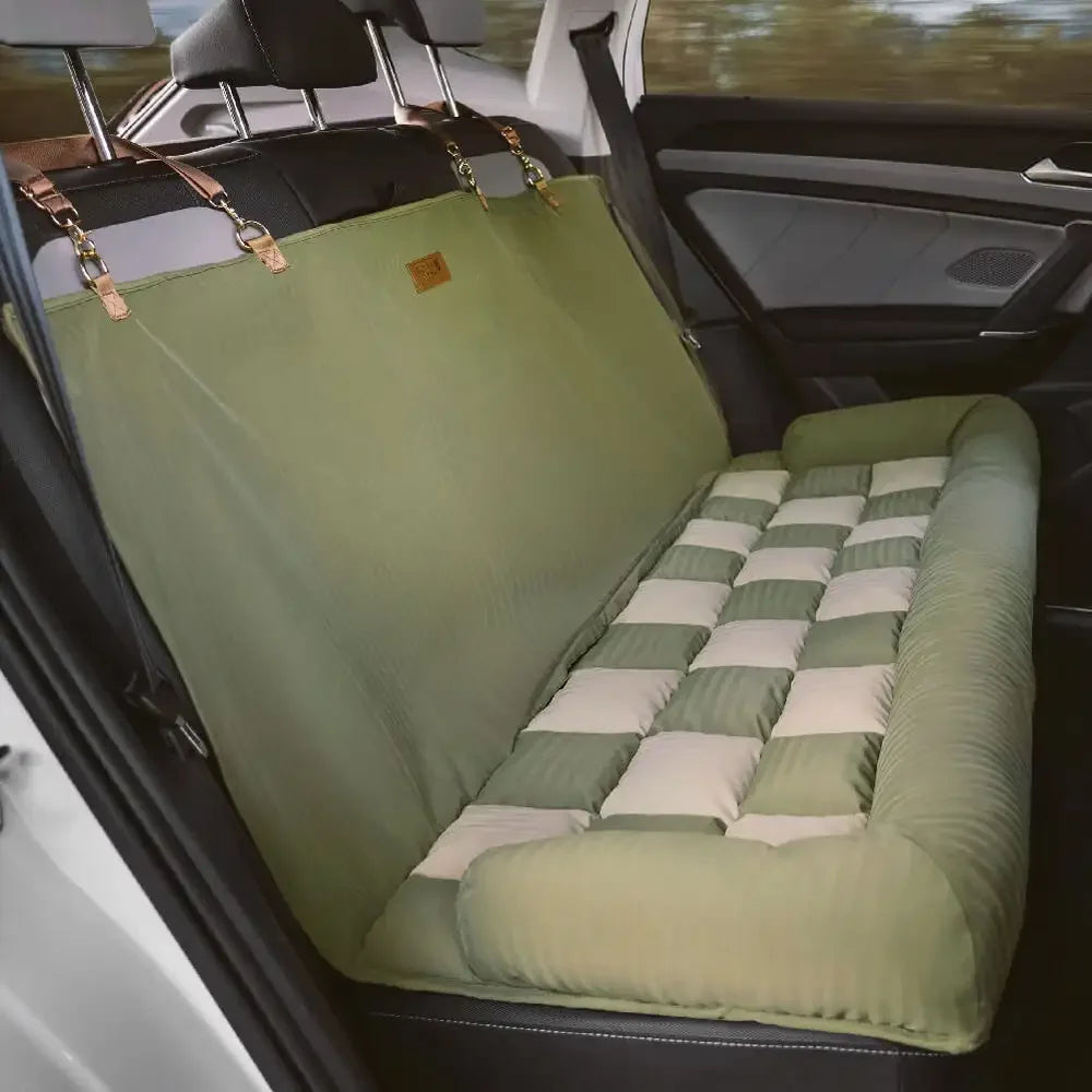 Plush Checkered Orthopedic Dog Car Bed