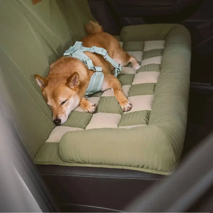 Plush Checkered Orthopedic Dog Car Bed