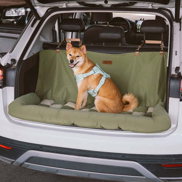 Plush Checkered Orthopedic Dog Car Bed