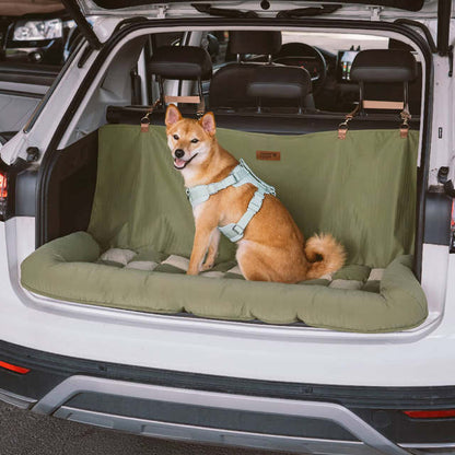 Plush Checkered Orthopedic Dog Car Bed