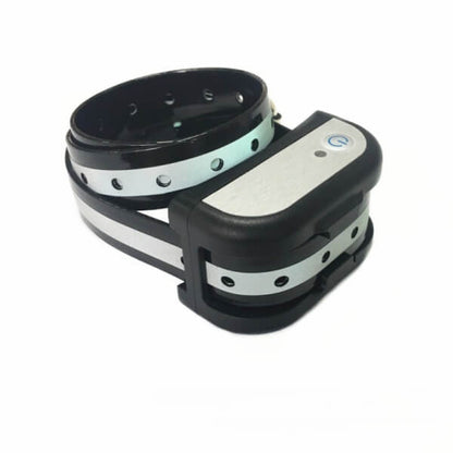 Close-up of the BoundaryPro waterproof receiver collar with reflective TPU strap