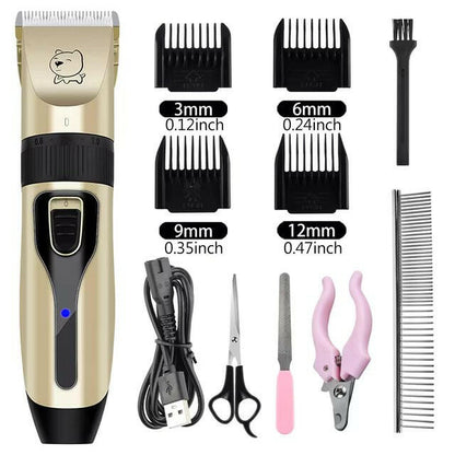 Wireless Pet Grooming Kit with Sharp Blades & 4 Size Combs