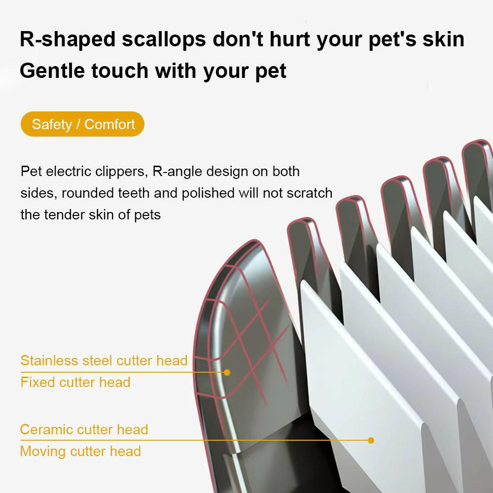 Wireless Pet Grooming Kit with Sharp Blades & 4 Size Combs