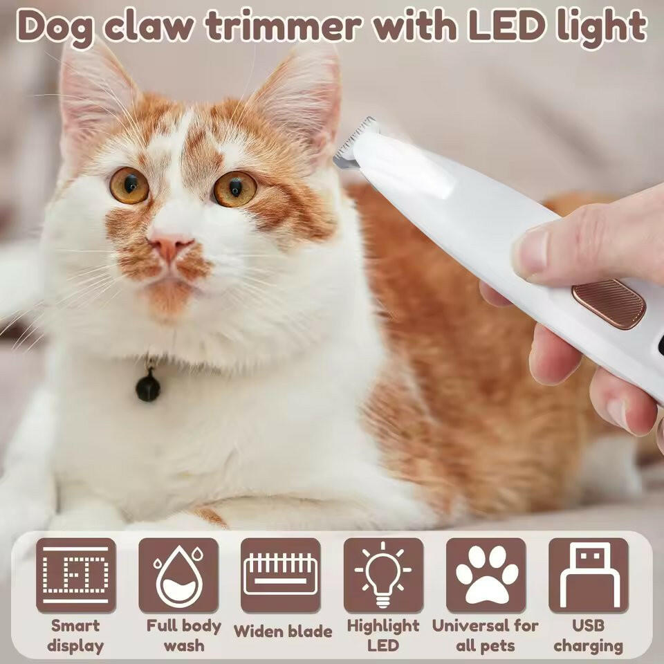 Wireless Pet Nail Clipper with Built-in Safety Light