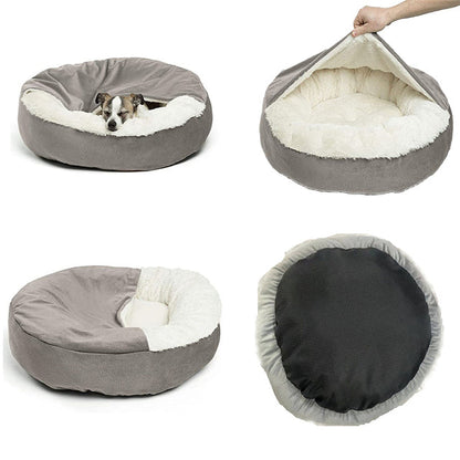 Soft Pet Bed with Plush Blanket for Cats and Dogs