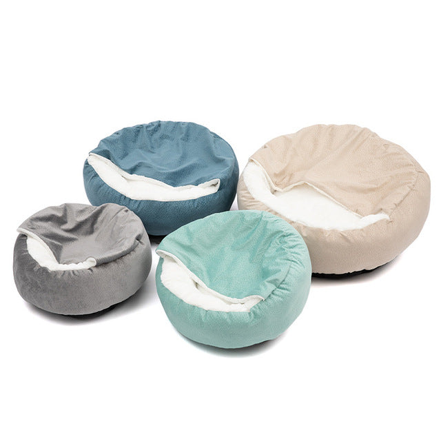 Soft Pet Bed with Plush Blanket for Cats and Dogs