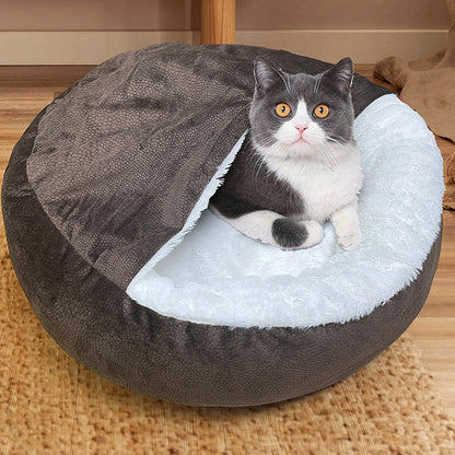 Soft Pet Bed with Plush Blanket for Cats and Dogs