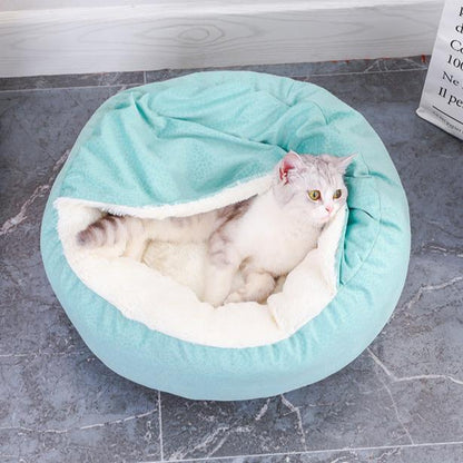 Soft Pet Bed with Plush Blanket for Cats and Dogs