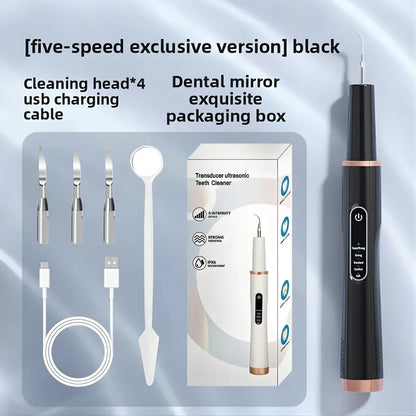 Dental cleaning tool set with packaging on a light gray background