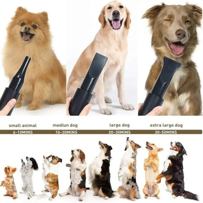 Dog grooming tool with size guide for small, medium, large, and extra-large dogs