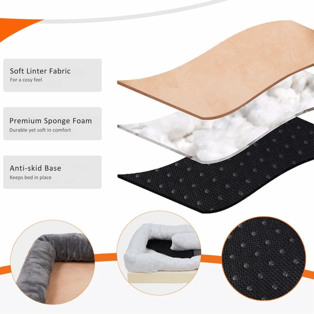 Large Comfort Dog Bed | Waterproof, Plush Bolster, Machine Washable