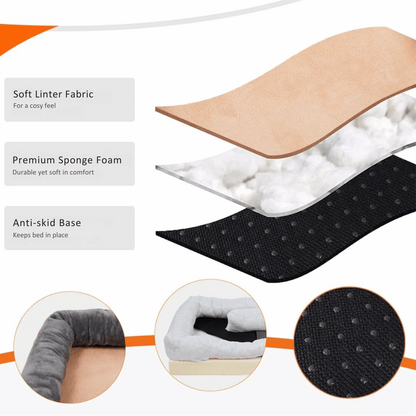 Large Comfort Dog Bed | Waterproof, Plush Bolster, Machine Washable