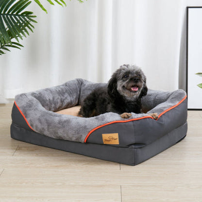 Large Comfort Dog Bed | Waterproof, Plush Bolster, Machine Washable