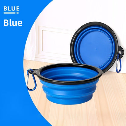 Collapsible Silicone Travel Pet Bowl with Carabiner Attachment