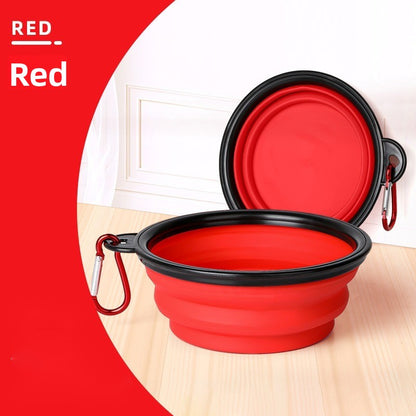 Collapsible Silicone Travel Pet Bowl with Carabiner Attachment