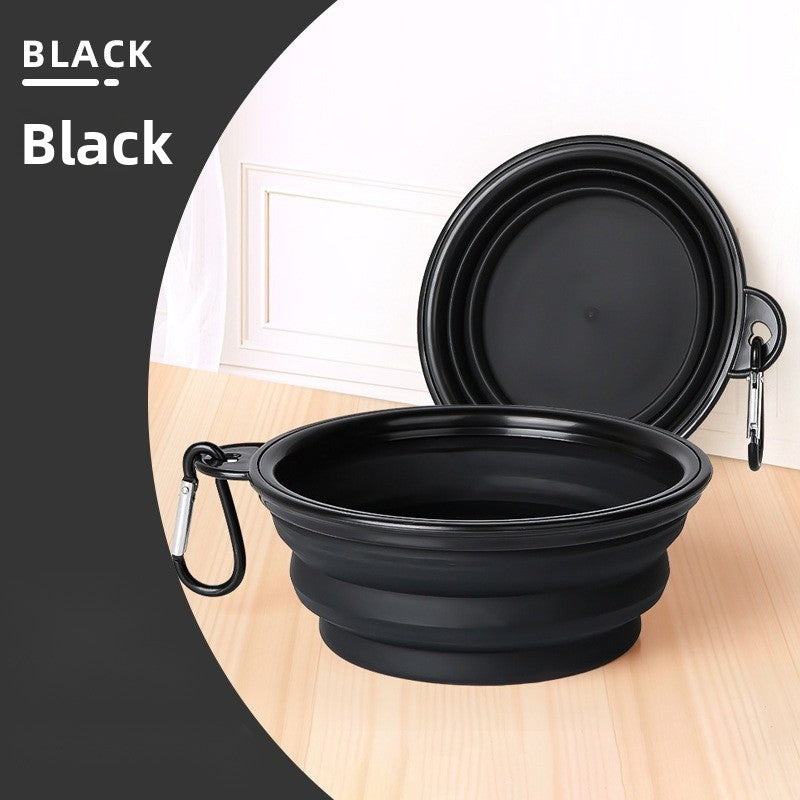 Collapsible Silicone Travel Pet Bowl with Carabiner Attachment