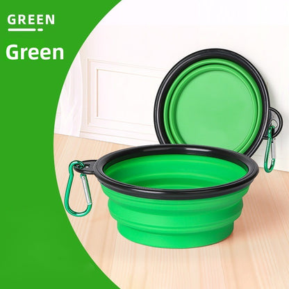 Collapsible Silicone Travel Pet Bowl with Carabiner Attachment