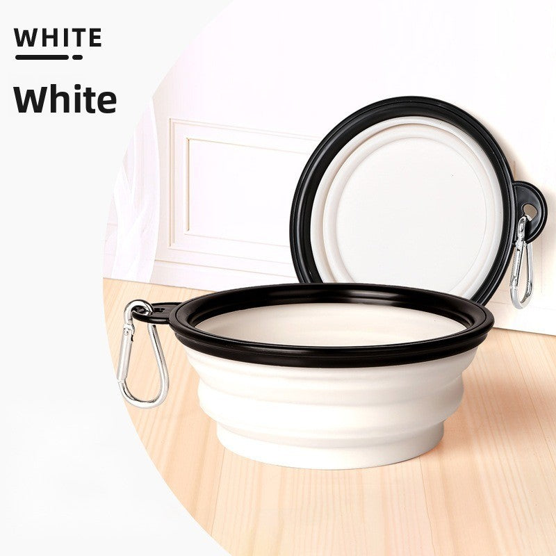 Collapsible Silicone Travel Pet Bowl with Carabiner Attachment