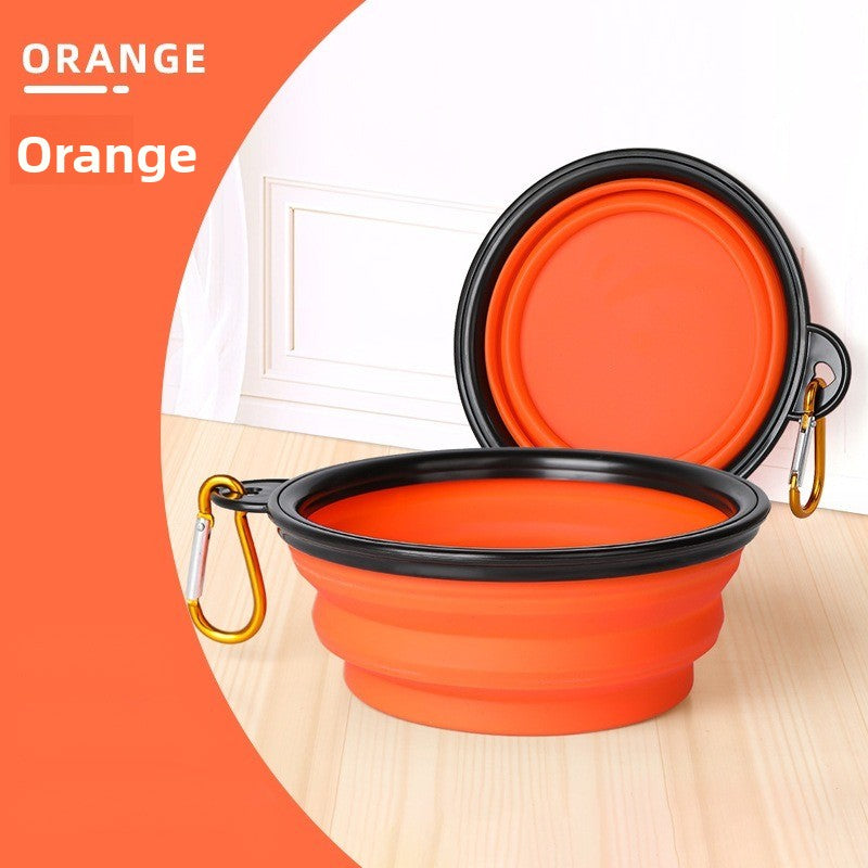 Collapsible Silicone Travel Pet Bowl with Carabiner Attachment