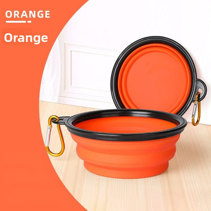 Collapsible Silicone Travel Pet Bowl with Carabiner Attachment