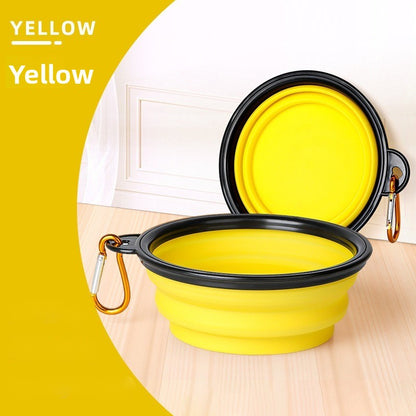Collapsible Silicone Travel Pet Bowl with Carabiner Attachment
