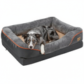 Large Comfort Dog Bed | Waterproof, Plush Bolster, Machine Washable