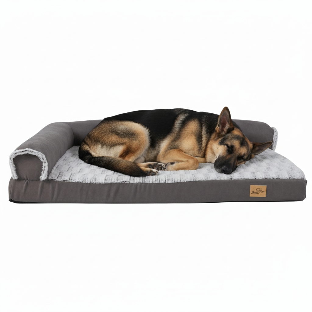 Large Comfort Dog Mattress | L-Shaped with Soft Fleece Cover