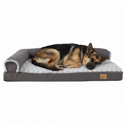 Large Comfort Dog Mattress | L-Shaped with Soft Fleece Cover