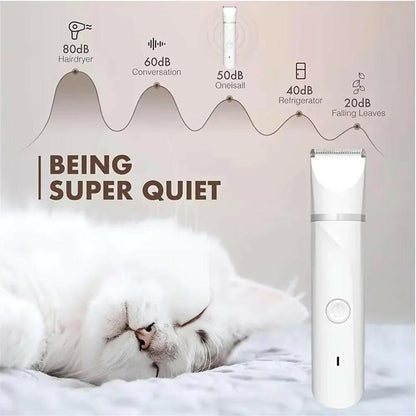 Quiet Pet Grooming Clippers with 5-in-1 Trimmer & Nail File