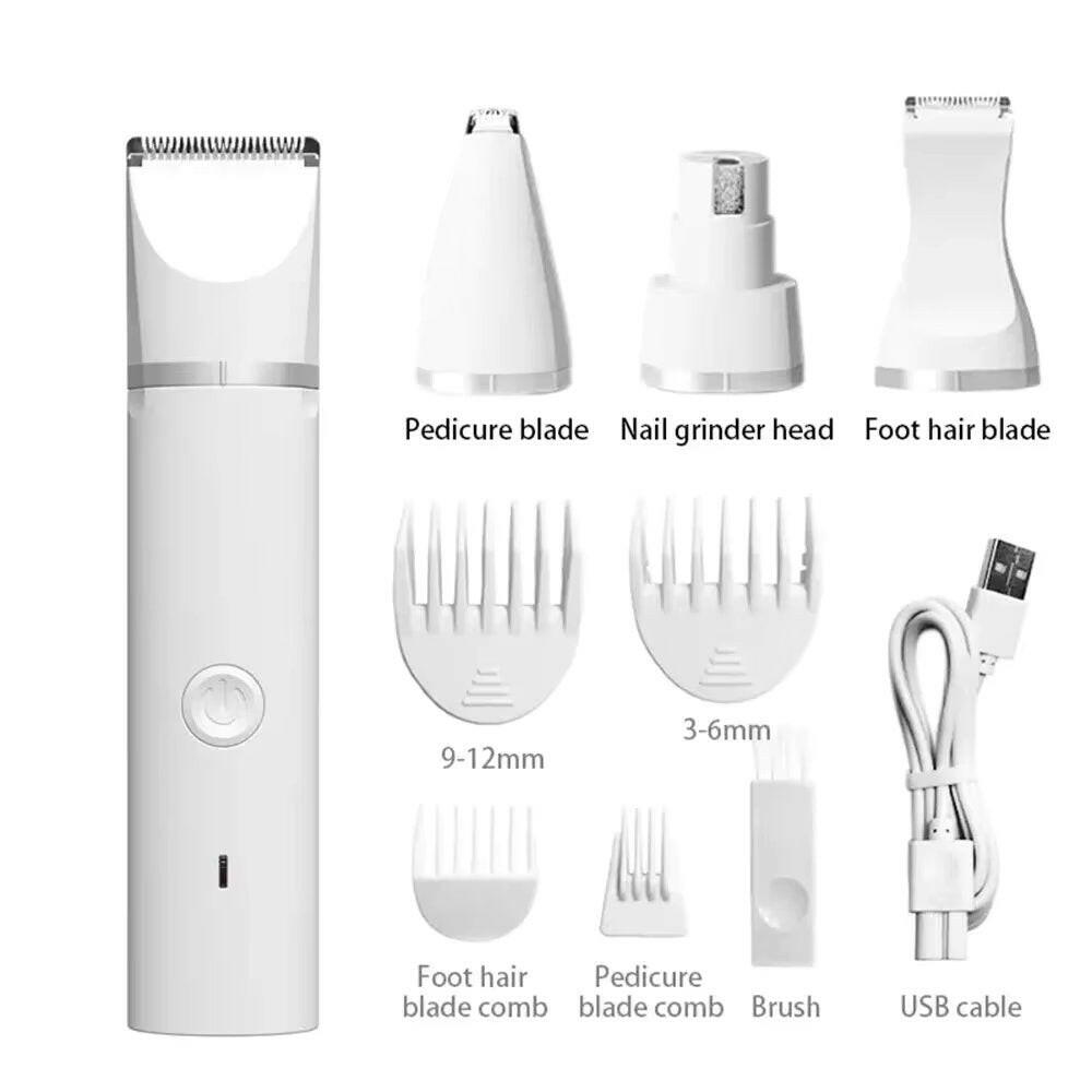 Quiet Pet Grooming Clippers with 5-in-1 Trimmer & Nail File