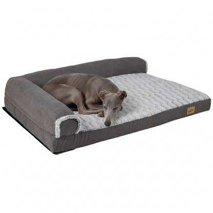 Large Comfort Dog Mattress | L-Shaped with Soft Fleece Cover
