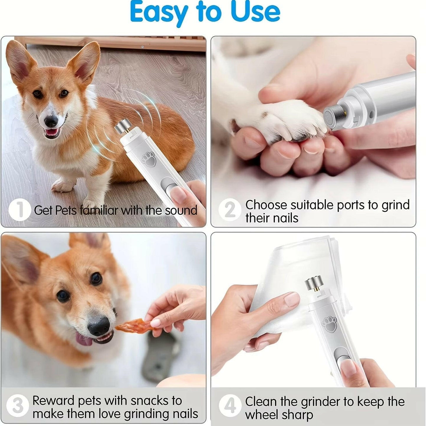 Professional Pet Nail Trimmer with Quiet 2-Speed Grinder