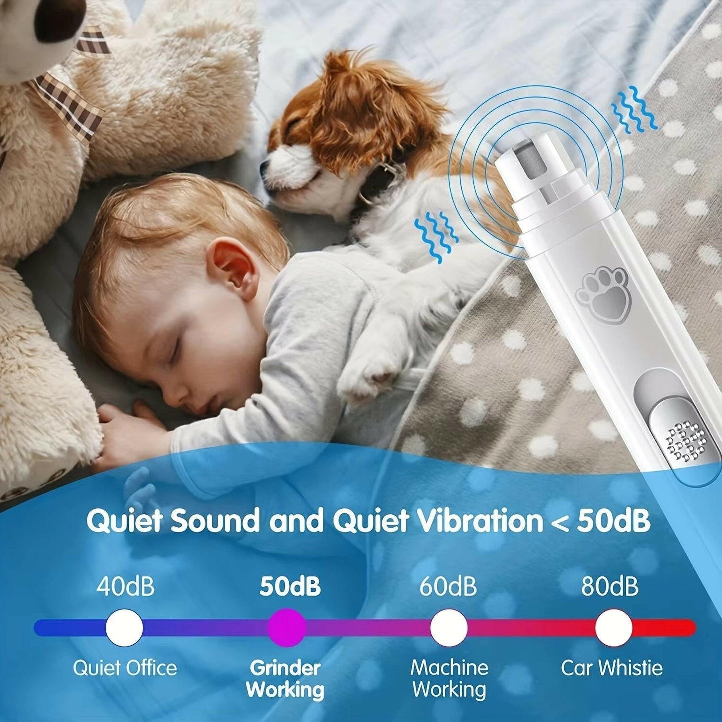 Professional Pet Nail Trimmer with Quiet 2-Speed Grinder