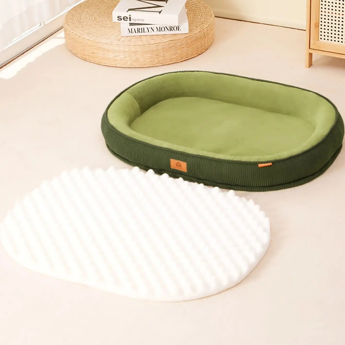 Soft Fleece Dog Bed with Washable Detachable Cover
