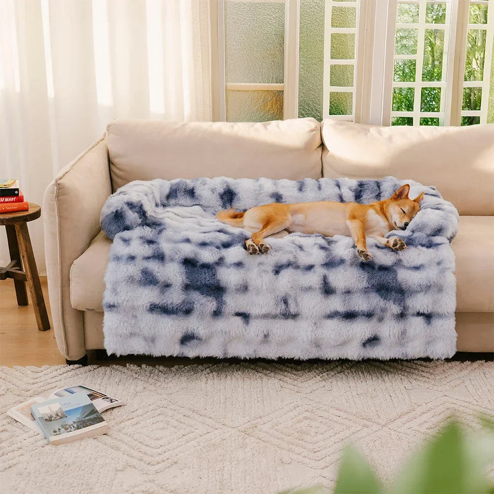 Plush Pet Sofa Cover with Pillow for Small Dogs Cats