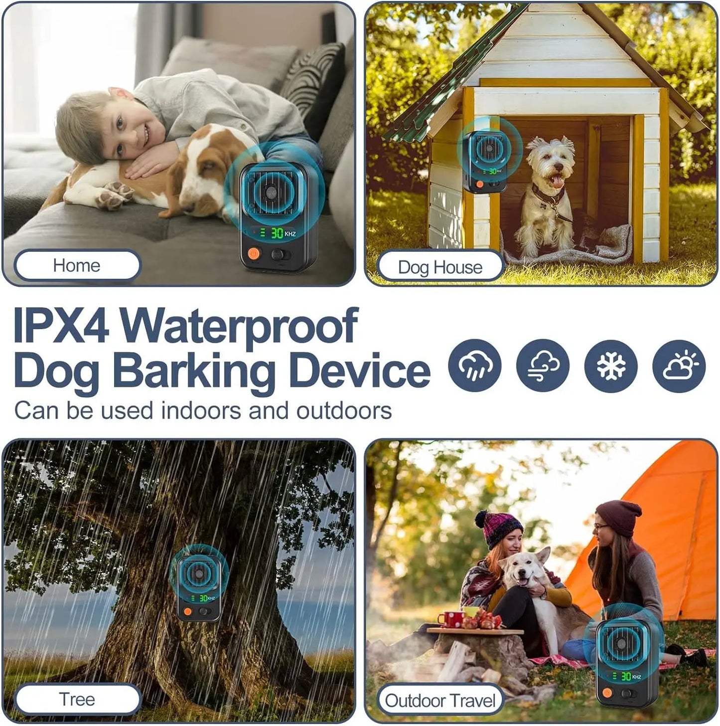 Portable Dog Bark Stopper Device Rechargeable Outdoor Indoor