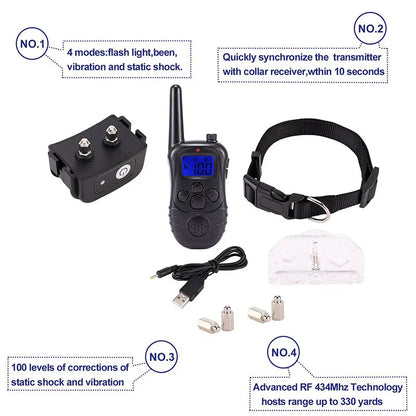 Durable Rechargeable 300m Dog Training Collar with Remote