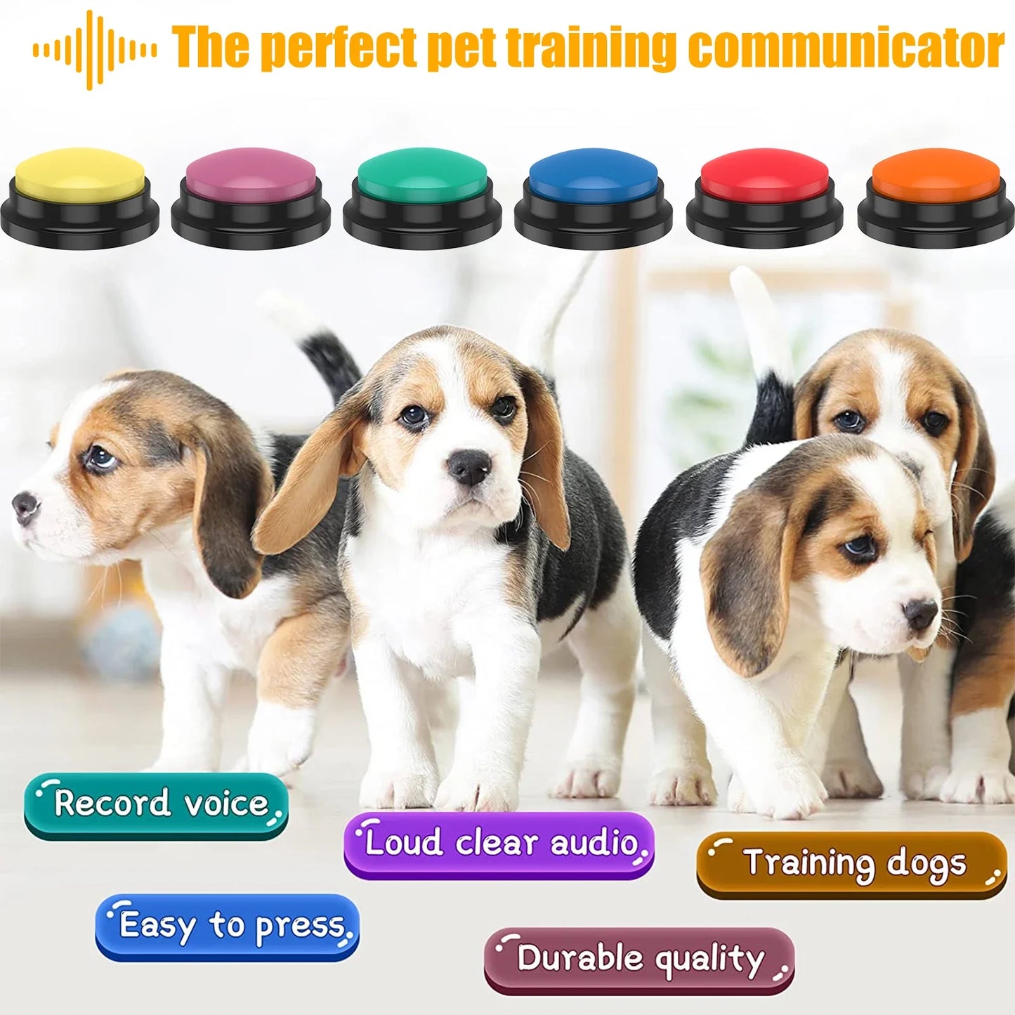 Fun Dog Sound Buttons | Set of 4 or 6 Recordable Buttons