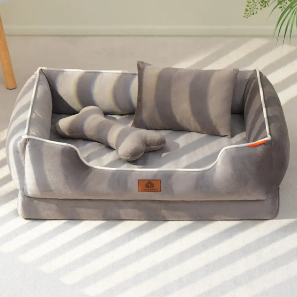 Velvet Dog & Cat Sofa Bed,  Removable Cushion, Non-Slip Base