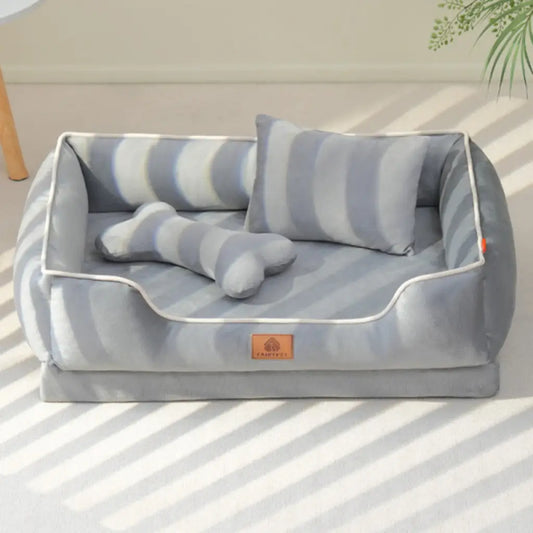 Velvet Dog & Cat Sofa Bed,  Removable Cushion, Non-Slip Base