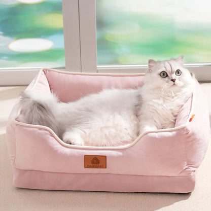 Velvet Dog & Cat Sofa Bed,  Removable Cushion, Non-Slip Base