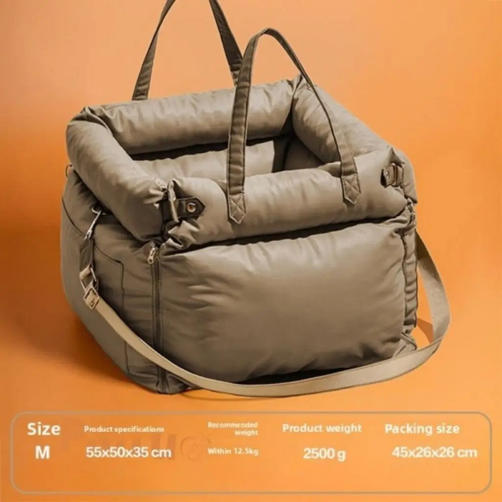 Dog Car Seat Bed - Waterproof Faux Leather Booster with Safety Leash | Small to Medium Dogs