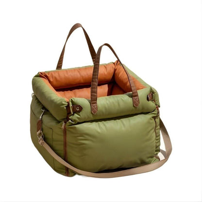 Dog Car Seat Bed - Waterproof Faux Leather Booster with Safety Leash | Small to Medium Dogs