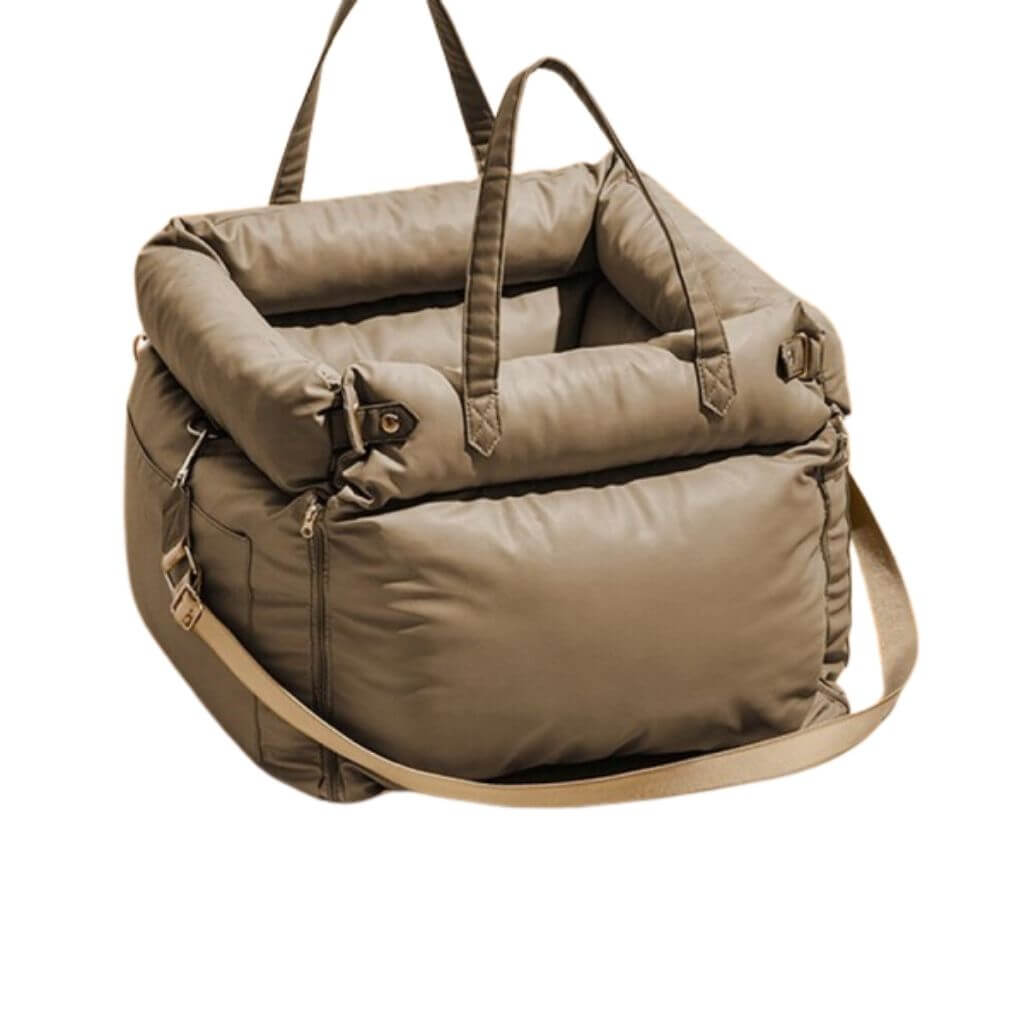 Dog Car Seat Bed - Waterproof Faux Leather Booster with Safety Leash | Small to Medium Dogs