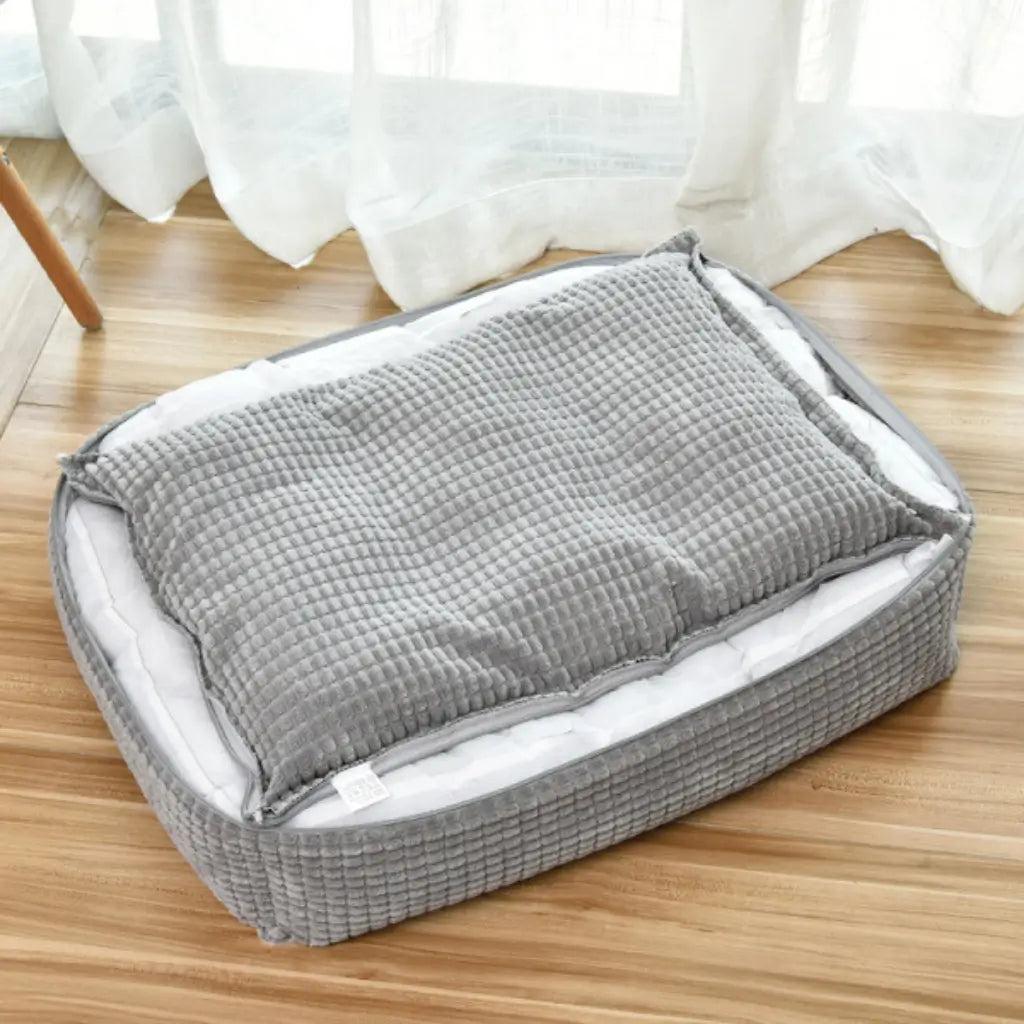 Reversible Pet Sofa Bed, Velvet Cushion, Water-Resistant Oxford Bottom