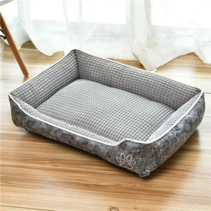 Reversible Pet Sofa Bed, Velvet Cushion, Water-Resistant Oxford Bottom