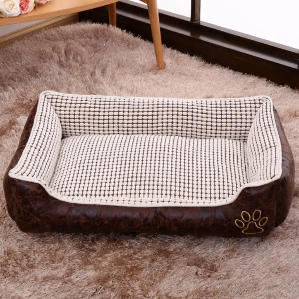 Reversible Pet Sofa Bed, Velvet Cushion, Water-Resistant Oxford Bottom