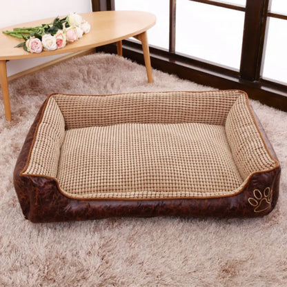 Reversible Pet Sofa Bed, Velvet Cushion, Water-Resistant Oxford Bottom