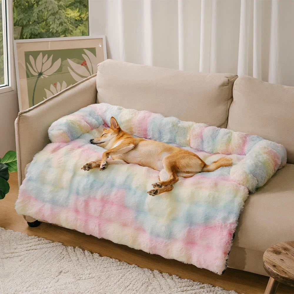 Plush Pet Sofa Cover with Pillow for Small Dogs Cats