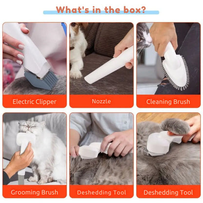 6-in-1 Pet Grooming Vacuum Kit – Mess-Free Home Grooming for Dogs & Cats